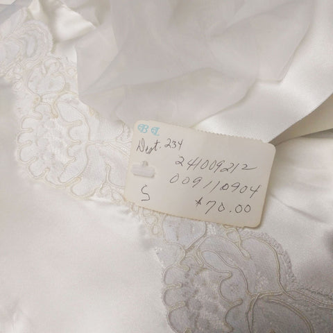 VINTAGE BRIDAL WEDDING NIGHT VAL MODE PEIGNOIR & NIGHTGOWN SET ADORNED WITH LACE APPLIQUES - NEW WITH TAG