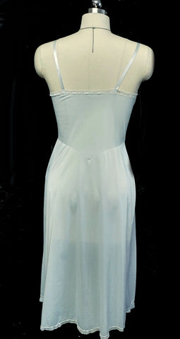 VINTAGE VANITY FAIR CRYSTAL PLEATED LACE HEM IN BABY BLUE