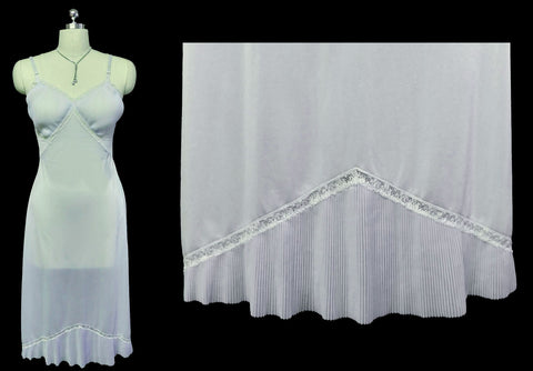 VINTAGE VANITY FAIR CRYSTAL PLEATED LACE HEM IN BABY BLUE