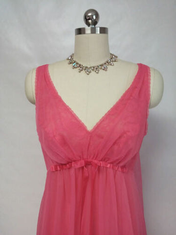 VINTAGE VANITY FAIR DOUBLE NYLON LACE FLOATING HOLLYWOOD STYLE NIGHTGOWN IN CALYPSO