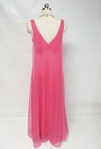 VINTAGE VANITY FAIR DOUBLE NYLON LACE FLOATING HOLLYWOOD STYLE NIGHTGOWN IN CALYPSO