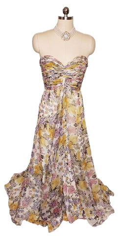 VINTAGE VICTORIA ROYAL MADE IN HONG KONG RUCHED SWEETHEART NECKLINE EVENING GOWN WITH STOLE