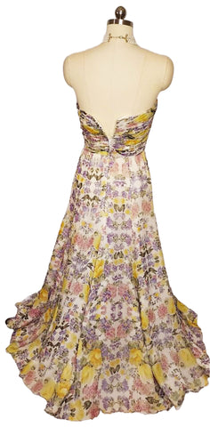 VINTAGE VICTORIA ROYAL MADE IN HONG KONG RUCHED SWEETHEART NECKLINE EVENING GOWN WITH STOLE