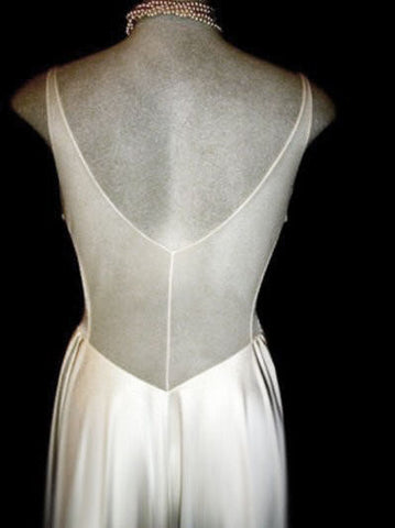 * VINTAGE OLGA RARE DESIGN ALL-LACE BODICE & SHEER BACK NIGHTGOWN IN MOONBEAMS