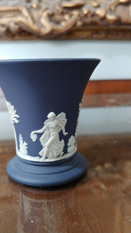 VINTAGE PORTLAND BLUE WEDGEWOOD FAIRY & GREEK GODDESS MINIATURE FLOWER VASE - (1 VASE)
