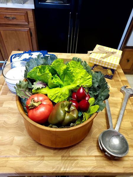 End Grain Chopping Bowl with Knife from the Vermont Bowl Company