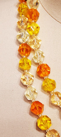 *VINTAGE '40S / '50S SPARKLING FALL MULTI COLORED WEST GERMANY BEADED NECKLACE WITH MOONSTONE EARRINGS