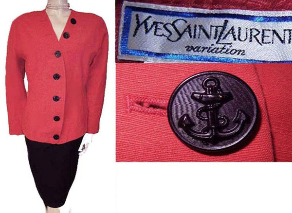 *VINTAGE YVES SAINT LAURENT JACKET WITH NAUTICAL BUTTONS - MADE IN FRANCE