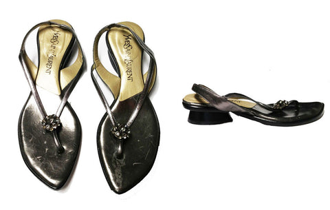 AUTHENTIC YVES SAINT LAURENT CHUNKY RHINESTONE SANDALS