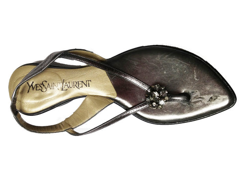 AUTHENTIC YVES SAINT LAURENT CHUNKY RHINESTONE SANDALS