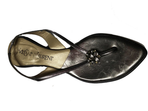 AUTHENTIC YVES SAINT LAURENT CHUNKY RHINESTONE SANDALS