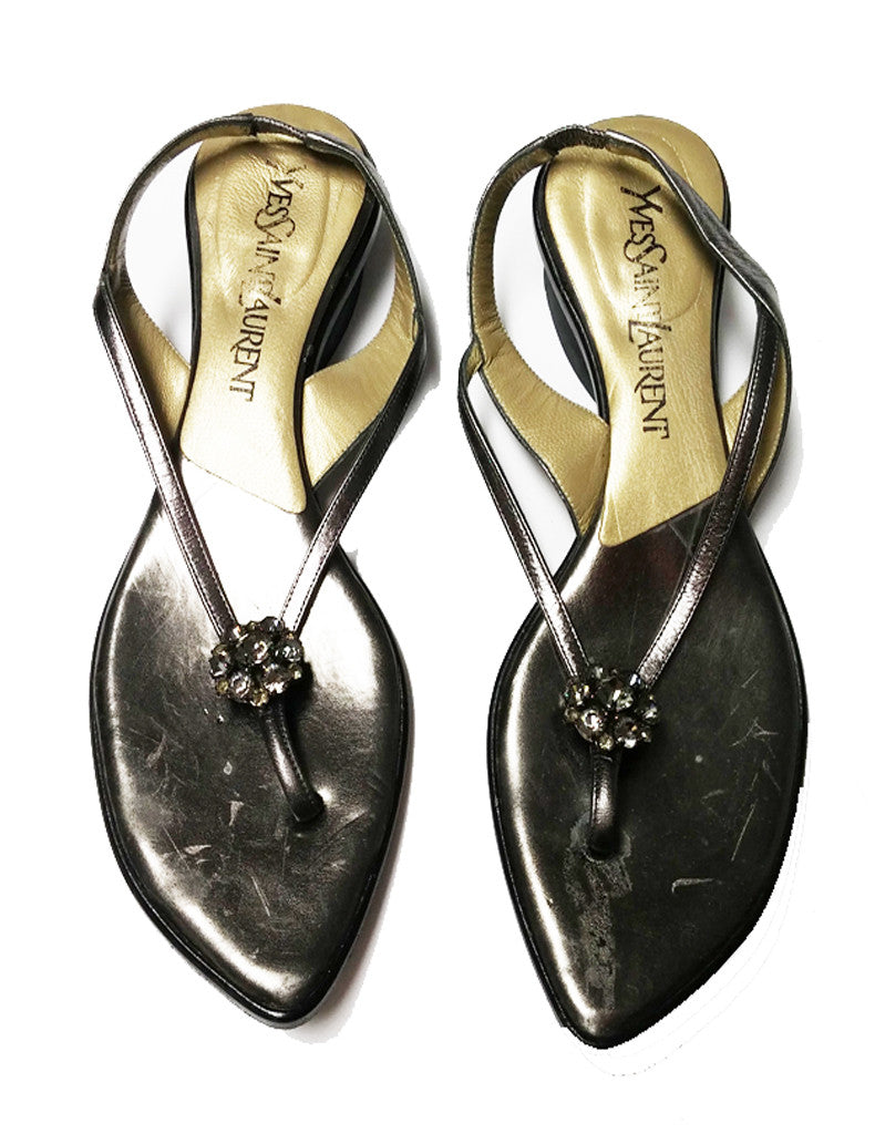 AUTHENTIC YVES SAINT LAURENT CHUNKY RHINESTONE SANDALS