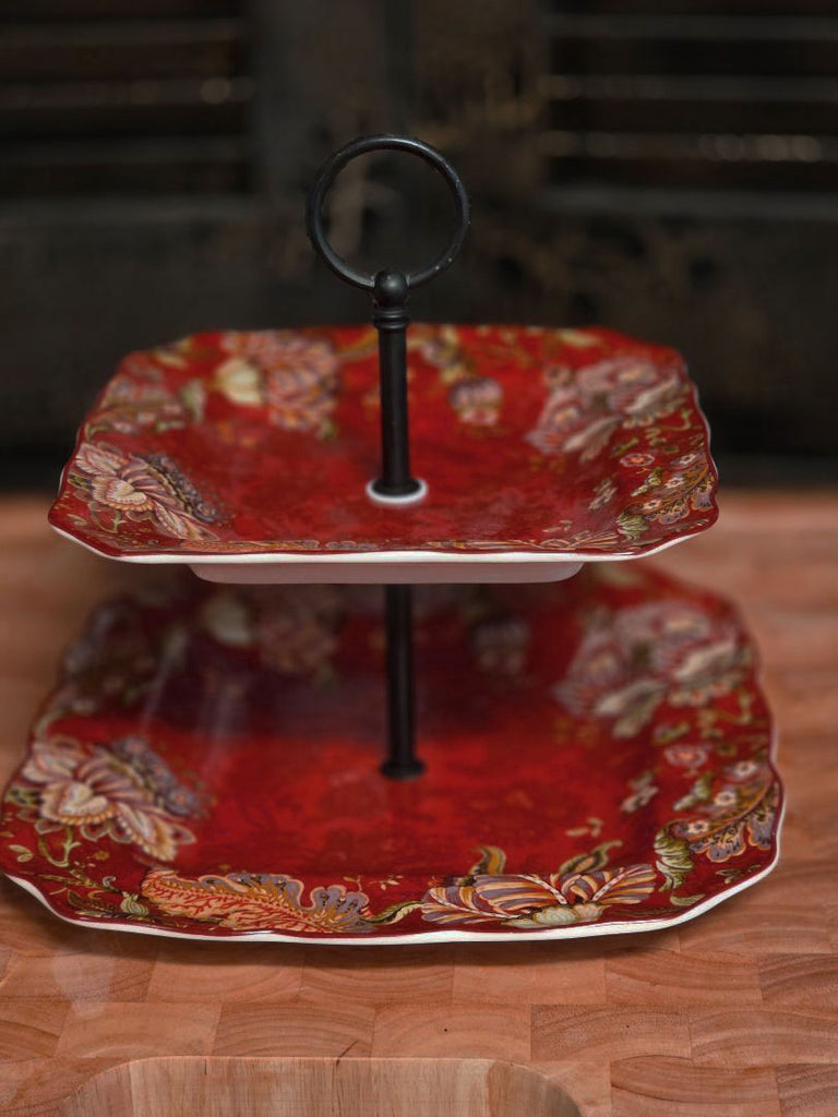 VINTAGE 222 FIFTH PTS INTERNATIONAL “GABRIELLE” TWO TIER SERVING TRAY - DISCONTINUED