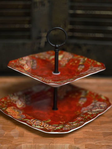 VINTAGE 222 FIFTH PTS INTERNATIONAL “GABRIELLE” TWO TIER SERVING TRAY - DISCONTINUED