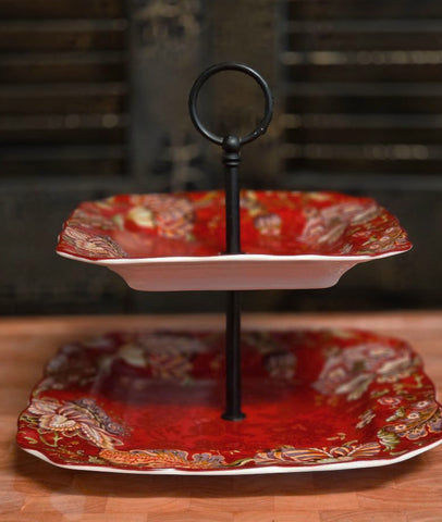 VINTAGE 222 FIFTH PTS INTERNATIONAL “GABRIELLE” TWO TIER SERVING TRAY - DISCONTINUED