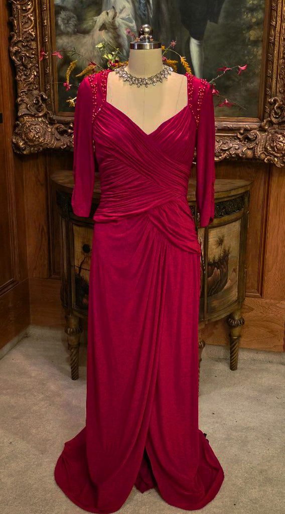 NEW - ADRIANNA PAPELL COLLECTION RUCHED EVENING GOWN IN DEEP SCARLET - Vintage Clothing & Fashions | Midnight Glamour NEW - ADRIANNA PAPELL COLLECTION RUCHED EVENING GOWN IN DEEP SCARLET - Vintage Clothing & Fashions | Midnight Glamour
