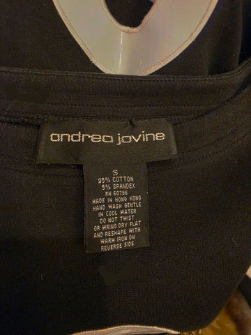 VINTAGE ANDREA JOVINE 90S CUT OUT TOP – BLACK WHITE MOD STYLE HIPPIE VIBES EARLY 1990S