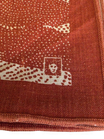 VINTAGE ANNE KLEIN NAPKINS - LION MOTIF - COTTON RUST AND CREAM VINTAGE - SET OF 7