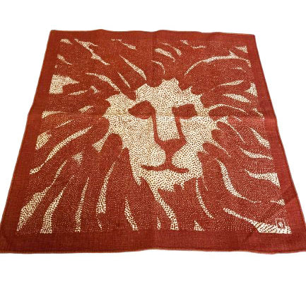 VINTAGE ANNE KLEIN NAPKINS - LION MOTIF - COTTON RUST AND CREAM VINTAGE - SET OF 7