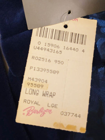 VINTAGE BARBIZON LIQUID SAPPHIRE JACQUARD ROBE - NWT NEW OLD STOCK - ROYAL BLUE - VELVET TRIM - LARGE