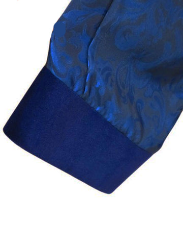 VINTAGE BARBIZON LIQUID SAPPHIRE JACQUARD ROBE - NWT NEW OLD STOCK - ROYAL BLUE - VELVET TRIM - LARGE