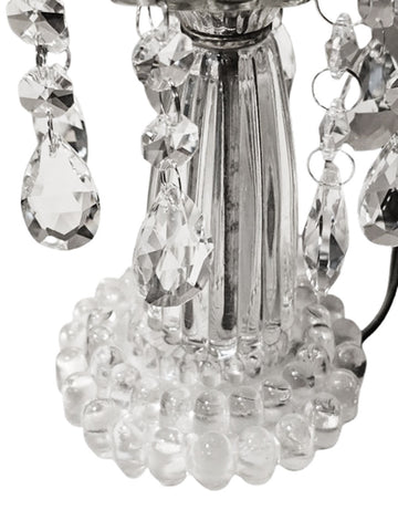VINTAGE 1940s / 1950s LEVITON VANITY BEDROOM LAMP WITH BRILLIANT HANGING CRYSTAL PRISIMS
