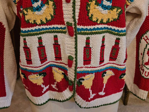 VINTAGE BELLE POINTE CHILI PEPPER CARDIGAN RAMIE COTTON HOT SAUCE FIESTA SWEATER MEXICAN THEME SIZE MEDIUM / LARGE HONG KONG