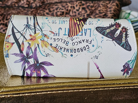 *NEW - EXTRA LARGE BOTANICAL SUNGLASSES / GLASSES CASE WITH BUTTERFLIES & FRENCH WORDING