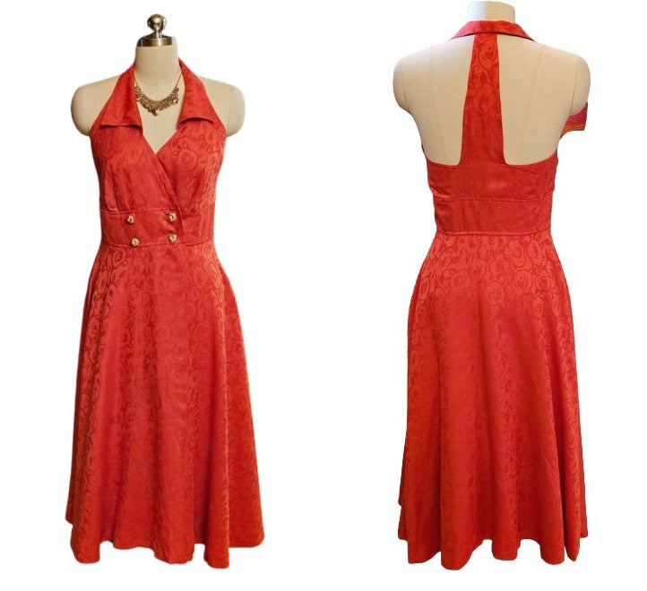 VINTAGE 70S BRANKA KLARIGE T BACK GRAND SWEEP SUNDRESS IN CORAL REEF T Vintage Clothing & Fashions | Midnight Glamour VINTAGE 70S BRANKA KLARIGE T BACK GRAND SWEEP SUNDRESS IN CORAL REEF T Vintage Clothing & Fashions | Midnight Glamour