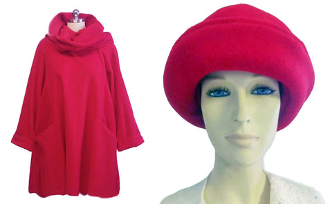 BUCK & BUCK ADAPTIVE COAT WITH STANDUP COLLAR ATTACHED SCARF AND MATCHING HAT