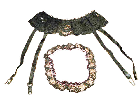 VINTAGE CHRISTIAN DIOR BLACK LACE GARTER BELT - INTIMATES PARIS NEW YORK DESIGNER LINGERIE WITH BONUS HOT PINK & LACE GARTER