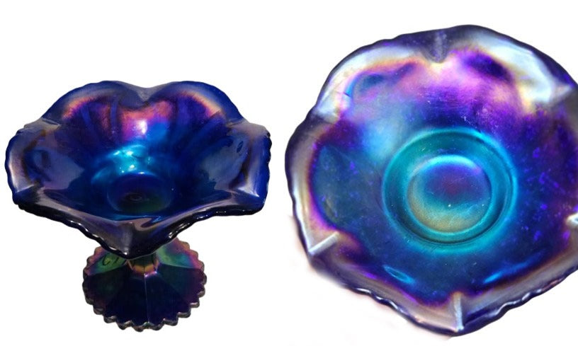 VINTAGE IMPERIAL MARKS CARNIVAL AMETHYST VIOLET RUFFLED CANDY DISH