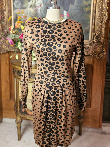 VINTAGE GLAMOROUS CHETTA B PETER NOVIELLO BLOOM SAKS FIFTH AVENUE LEOPARD DRESS