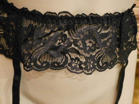 VINTAGE CHRISTIAN DIOR BLACK LACE GARTER BELT - INTIMATES PARIS NEW YORK DESIGNER LINGERIE WITH BONUS HOT PINK & LACE GARTER