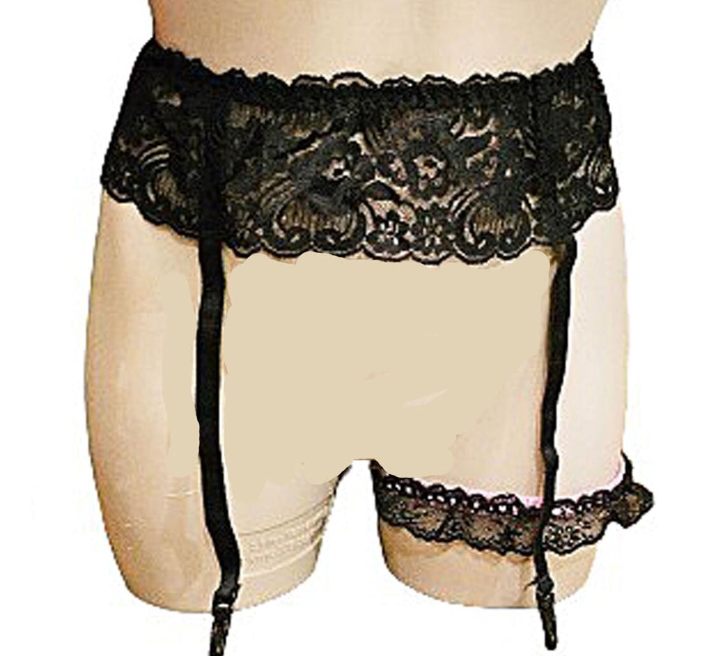 VINTAGE CHRISTIAN DIOR BLACK LACE GARTER BELT - INTIMATES PARIS NEW YORK DESIGNER LINGERIE WITH BONUS HOT PINK & LACE GARTER