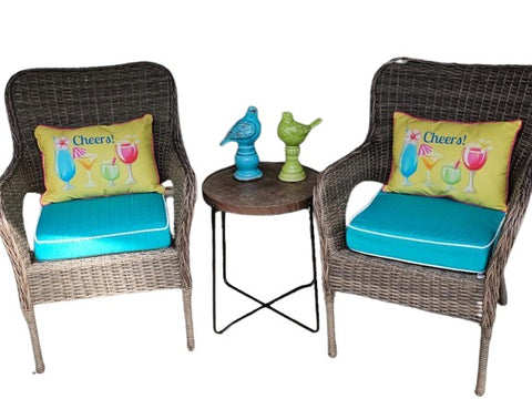 SUMMERY "CHEERS" COCKTAIL PILLOWS IN BEAUTIFUL COLORS (2) - NEARLY NEW!
