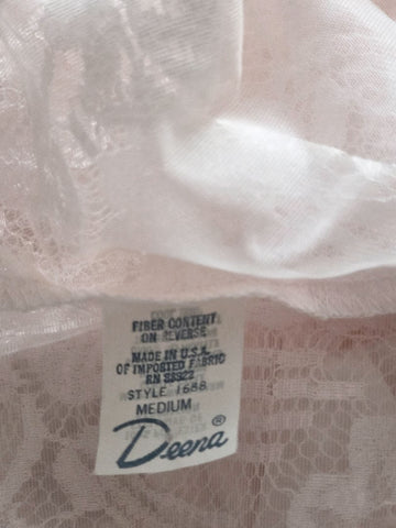 VINTAGE DEENA PALE PINK LACEY SATIN PEIGNOIR & GOWN SET - NEW OLD STOCK