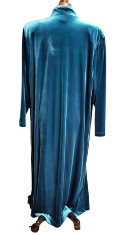 NEW - DIAMOND TEA LUXURIOUS ZIP UP FRONT VELOUR ROBE IN CARIBBEAN TEAL - SIZE EXTRA LARGE XL