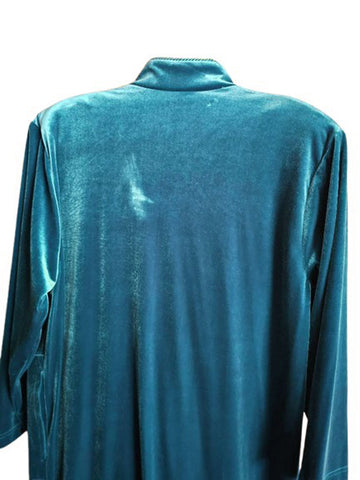 NEW - DIAMOND TEA LUXURIOUS ZIP UP FRONT VELOUR ROBE IN CARIBBEAN TEAL - SIZE EXTRA LARGE XL