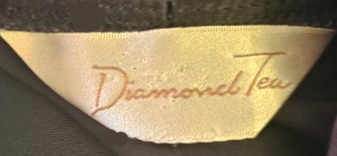 VINTAGE PREOWNED DIAMOND TEA VELOUR ROBE – “TUXEDO BLACK” – RARE ALL BLACK SATIN LAPEL WRAP