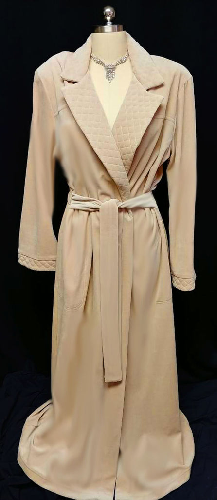 NEW - DIAMOND TEA LUXURIOUS WRAP-STYLE QUILTED COTTON / POLY VELOUR ROBE IN LATTE - SIZE LARGE- ONLY 1 IN STOCK IN THIS SIZE & COLOR - WOULD MAKE A WONDERFUL CHRISTMAS GIFT
