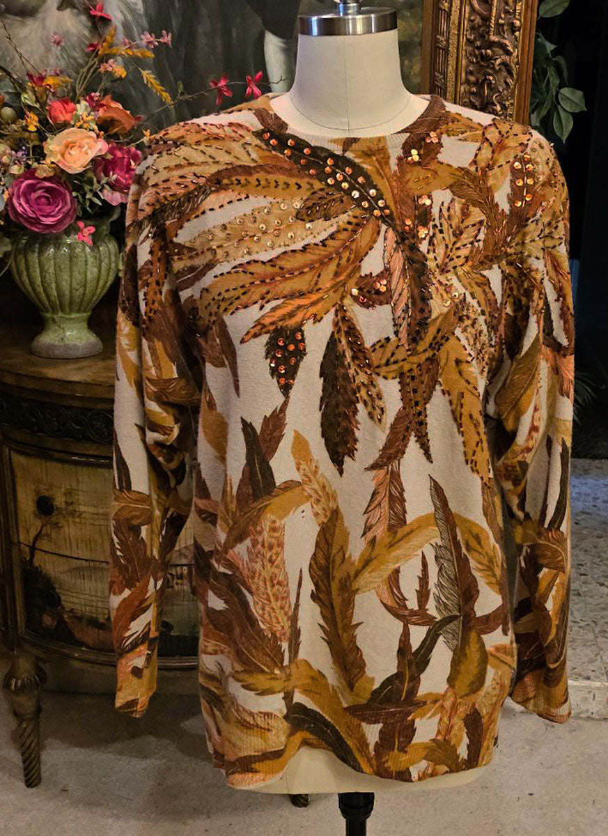 VINTAGE '80s EMINENT LAMBSWOOL PULLOVER SEQUIN BEADED