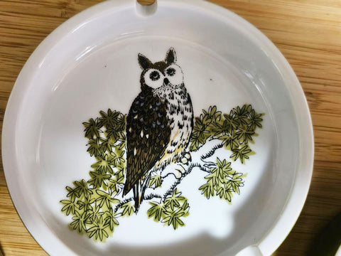 VINTAGE 1960S 1970S FITZ AND FLOYD HOOTY OWLS ASH TRAYS SET TRINKET DISH, NUT DISHES, CANDY DISHES