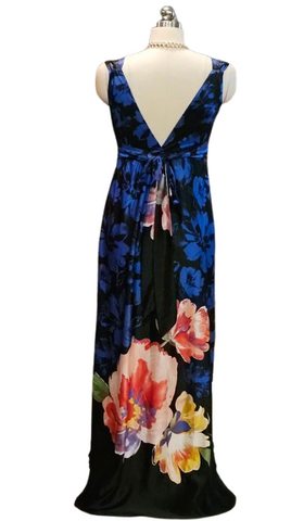 FRESHINE GORGEOUS COLORS OF SUMMER FLOWERS SATINY FEEL DRESS -  LIKE  NEW - POOL DRESS BEACH DRESS SWIMSUIT COVERUP WITH BUILT IN BRRA
