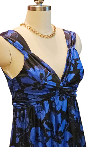 FRESHINE GORGEOUS COLORS OF SUMMER FLOWERS SATINY FEEL DRESS -  LIKE  NEW - POOL DRESS BEACH DRESS SWIMSUIT COVERUP WITH BUILT IN BRRA