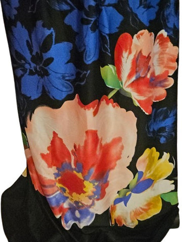 FRESHINE GORGEOUS COLORS OF SUMMER FLOWERS SATINY FEEL DRESS -  LIKE  NEW - POOL DRESS BEACH DRESS SWIMSUIT COVERUP WITH BUILT IN BRRA