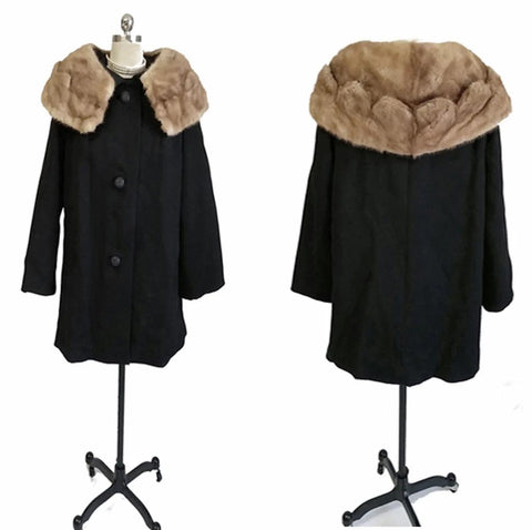 VINTAGE 1960s SCALLOPED MINK DOUBLE SHAWL LIKE COLLAR  -  COAT NOT INCLUDED