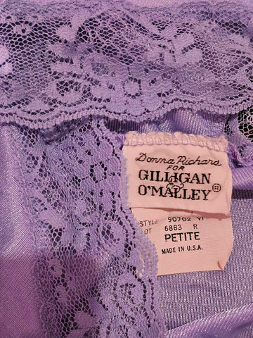 DONNA RICHARD AMETHYST PURPLE LACE NIGHTGOWN - 1970s / 1980s GILLIGAN O'MALLEY PETITE SMALL MAYBE MEDIUM