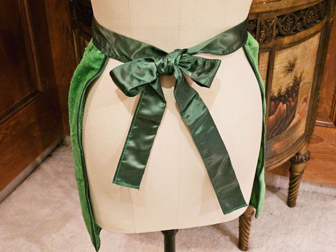 VINTAGE '60s -'70s CHRISTMAS SPARKLING SANTA CLAUS VELVETY & TERRY APRON WITH SATIN TRIM