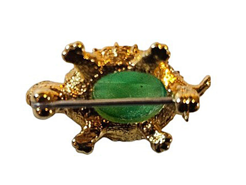 VINTAGE ADORABLE TINY GREEN-EYED TURTLE SURROUNDED BY RHINESTONES PIN BROACH - SO CUTE!